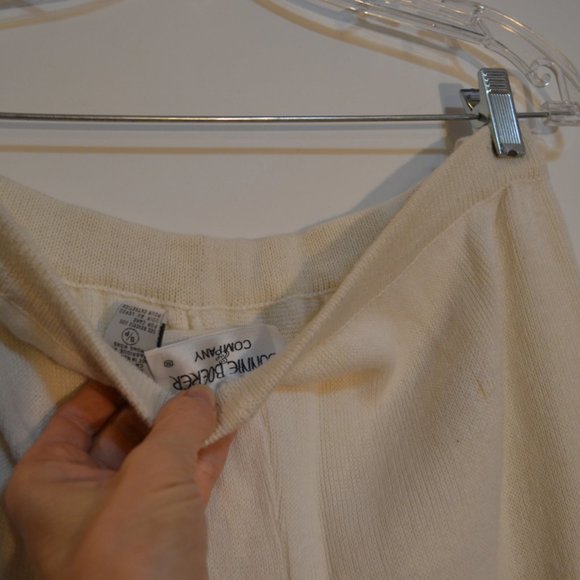 BONNIE BOERER & COMPANY (R) Ramie-Cotton White Wool Knit Pants Women Stretchy S - Picture 6 of 10